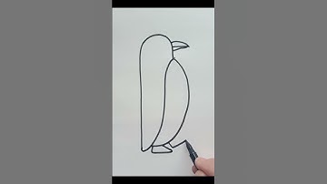 PENGUIN DRAWING WITH STICK #penguin #penguindrawing #stick #easydrawing #drawing #drawingforkids