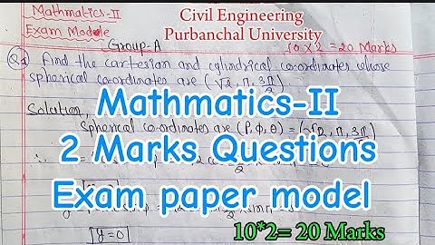 2 Marks questions Exam paper model|Mathmatics-II Purbanchal University|BE Civil 2nd Semester Math-II