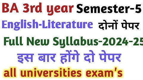 BA 5th Semester New syllabus English literature complete video for all University & College