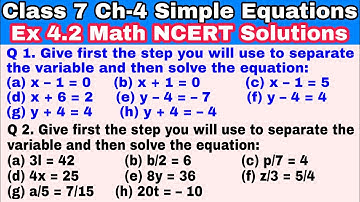 Class 7 Ex 4.2 Q 1 | Q 2 | Simple Equations | Exercise 4.2 | Chapter 4 | Math NCERT Solutions | CBSE