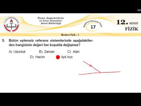12.Sınıf MEB Okul Kursu Fizik K.K.Testi 17 (Modern Fizik-1)