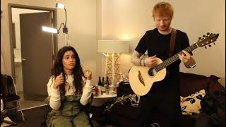Video thumbnail of "Camila and Ed practicing Bam Bam backstage"