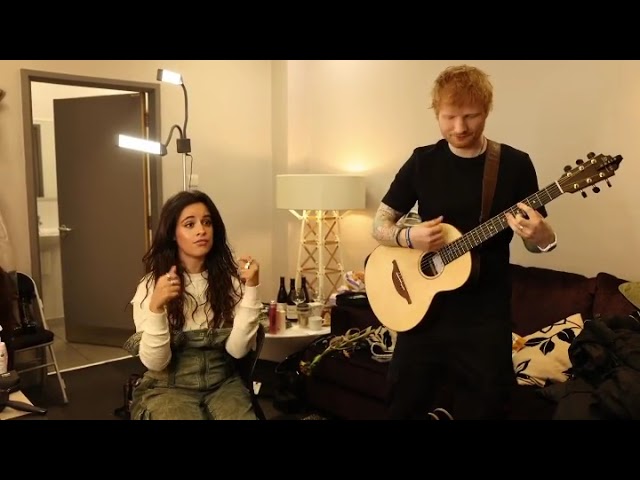 Camila and Ed practicing Bam Bam backstage class=