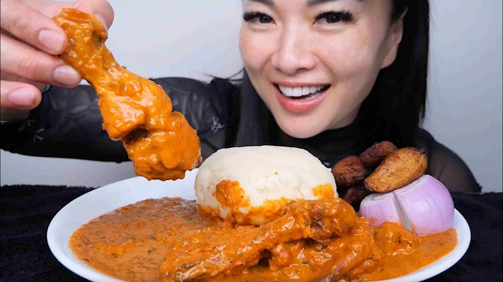 FUFU + CHICKEN CURRY (ASMR EATING SOUNDS) LIGHT WHISPERS | SAS-ASMR