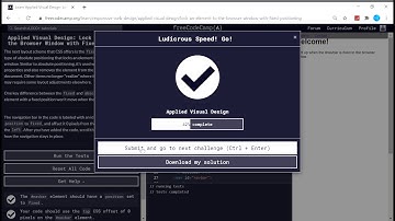 Applied Visual Design (22/52) | Lock Element to Browser Window w/ Fixed Positioning | freeCodeCamp