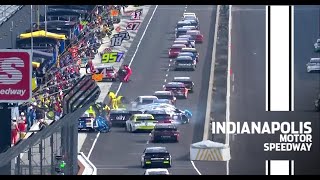Back half of the field crashes on pit road early at Indy | NASCAR Cup Series