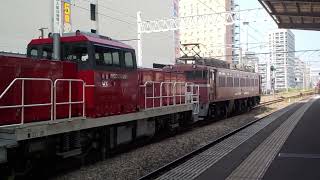 貨物列車　HD300＆EF81形　博多駅発車