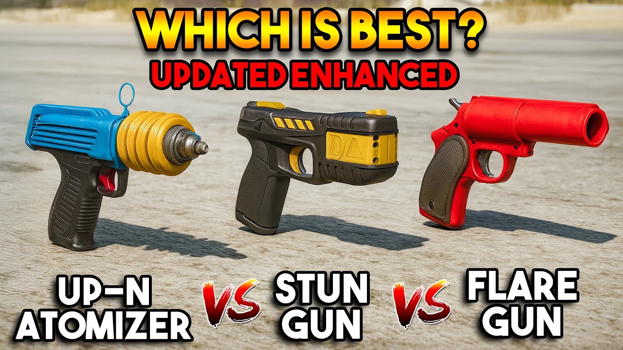 GTA 5 ENHANCED : UP-N-ATOMIZER VS STUN GUN VS FLARE GUN (WHICH IS BEST?)