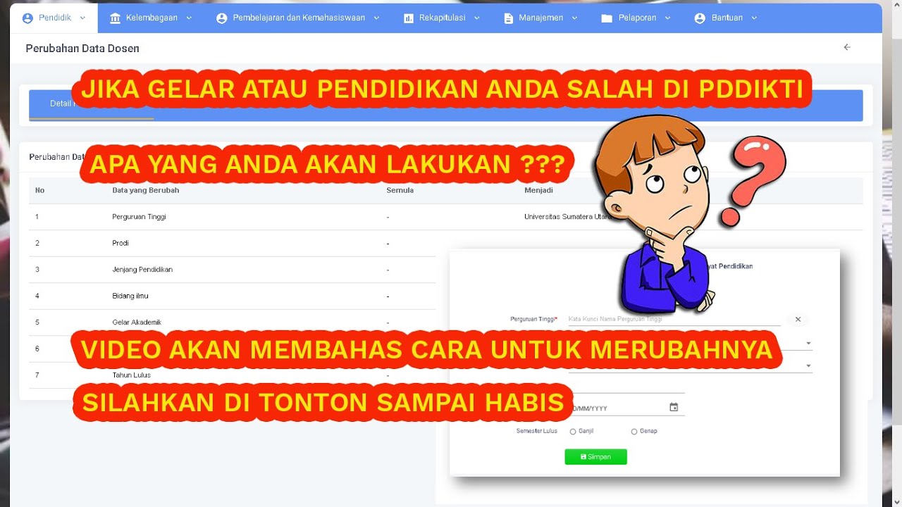 🔴 Cara Memperbaiki Data Pendidikan Dosen | Perubahan Riwayat Pendidikan