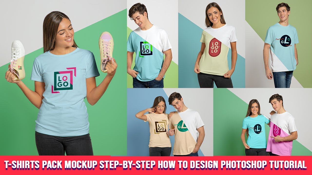 T Shirts Pack Mockup Step by Step How to Design Photoshop Tutorial ...