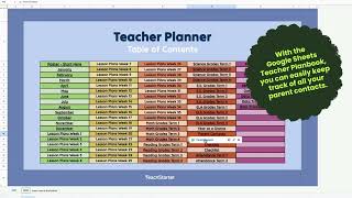 Google Sheets Digital Teacher Planner screenshot 2