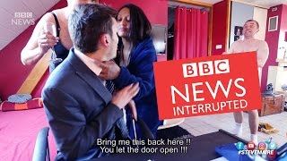 Man interrupted during bbc interview by sexy woman - bbc news parody - tv interview