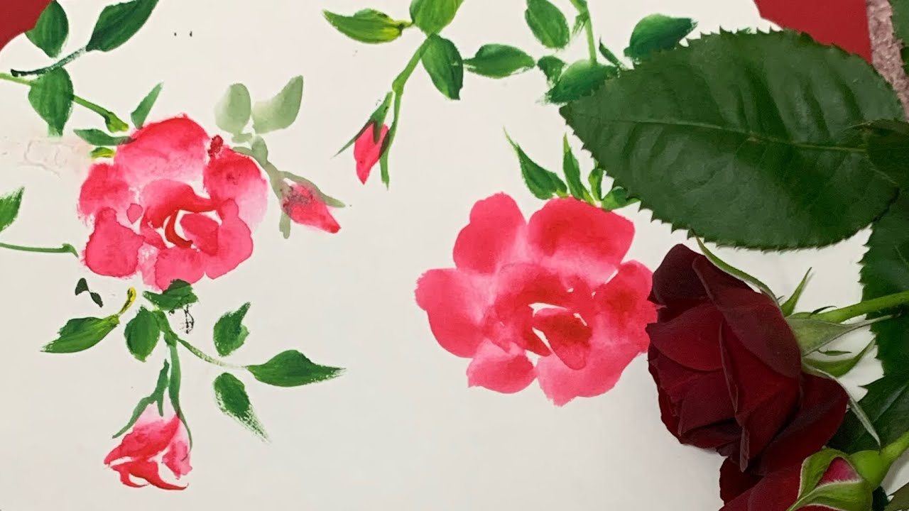 一筆画で薔薇を描く Easy To Drawing Love Flowers Roses ほのぼの一筆画40 Youtube