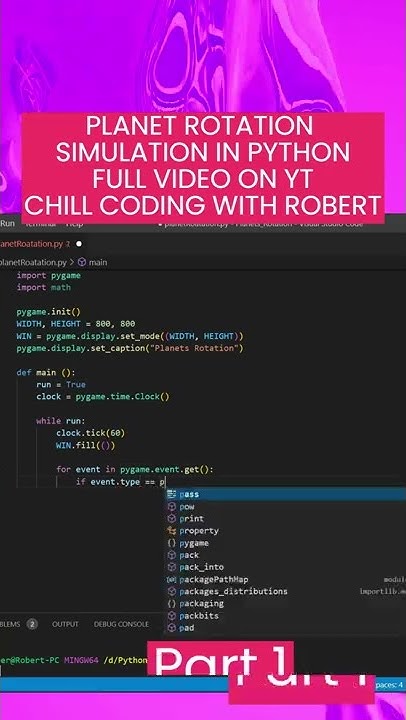 PLANET ROTATION SIMULATION IN PYTHON | PYGAME PART 1 #python # ...