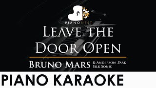 Video thumbnail of "Bruno Mars, Anderson, Silk - Leave the Door Open - Piano Karaoke Instrumental Cover with Lyrics"