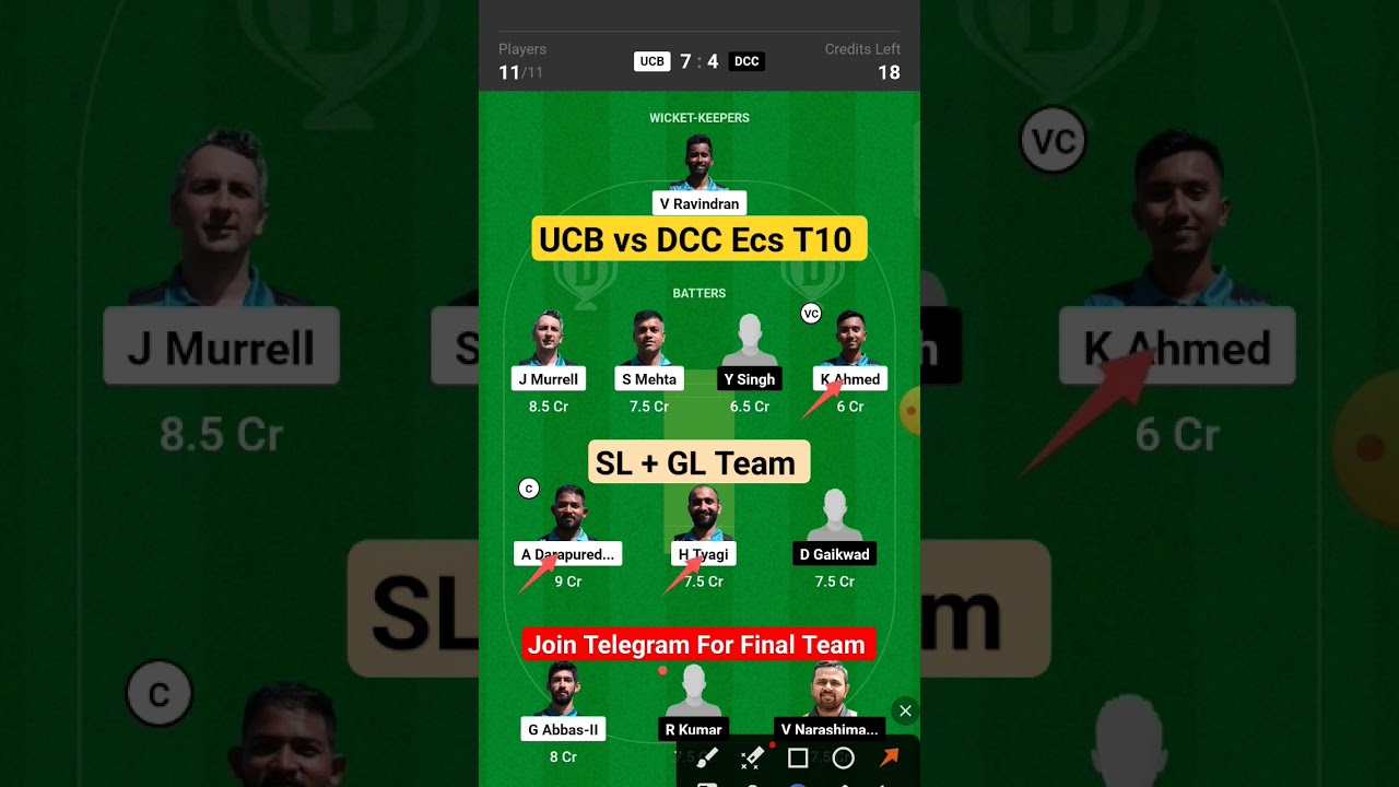 ucb vs dcc dream11 prediction,ucb vs dcc dream11 team,ucb vs dcc ecs t10 dream11 team of today match