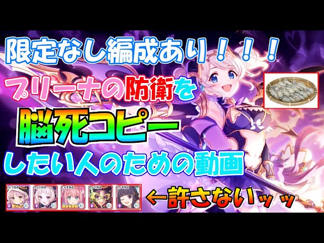 プリコネr プリンセスアリーナの防衛を脳死コピーした人のための動画 限定なし編成ありッッ プリンセスアリーナ防衛 アリーナ編成例 Youtube