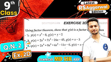 Rs Aggarwal Class 9 | Exercise 2D Question number 2 | Chapter 2 Polynomials | Md Sir Class 9