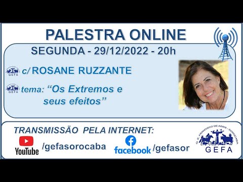 Assista: Palestra Online - c/ ROSANE RUZZANTE (29/12/2022)