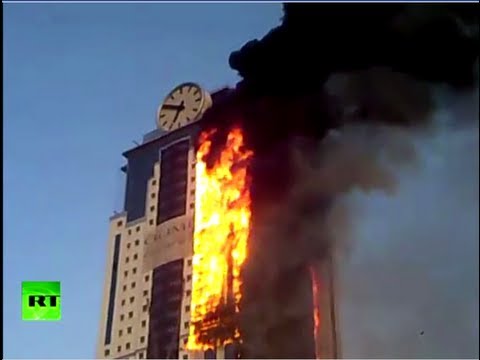 Dramatic video: Luxury skyscraper hotel on fire in Russia's Grozny, Chechnya