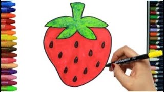 كيفية رسم الفراولة والفراشة تلوين اطفال HD | الرسم والتلوين | الرسم للأطفال - How To Draw Strawberry