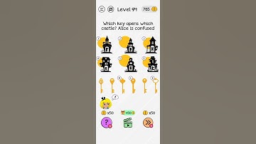 Braindom Level 94 Which key opens which castle? Alice is confused