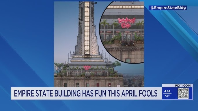 Empire State Building Pranks Nyc With Rainforest Cafe Announcement