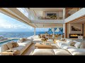 Mellow jazz music in the living room space  soothing jazz music and ocean sounds for relaxation