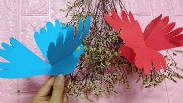 dạy cắt con chim dang bay bằng giấy thủ công