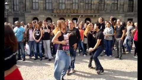 International ZOUK Flashmob Amsterdam Holland 16 sept 2012  Part 2  Dam Square