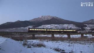 長野電鉄夕景 2000系夜間瀬橋を渡る。小布施駅到着・発車　2011年　長野電鉄　　HDV 1766