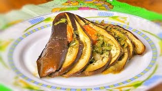 Веер из баклажана. Теплая закуска. Веер из баклажана. Теплая закуска.