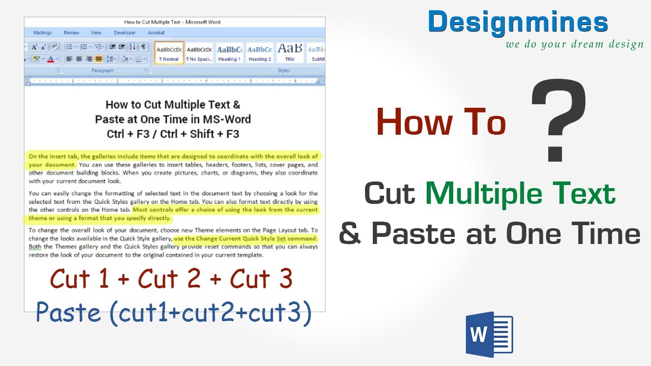 How to Cut Multiple Text Paste One-Time In Word Document YouTube