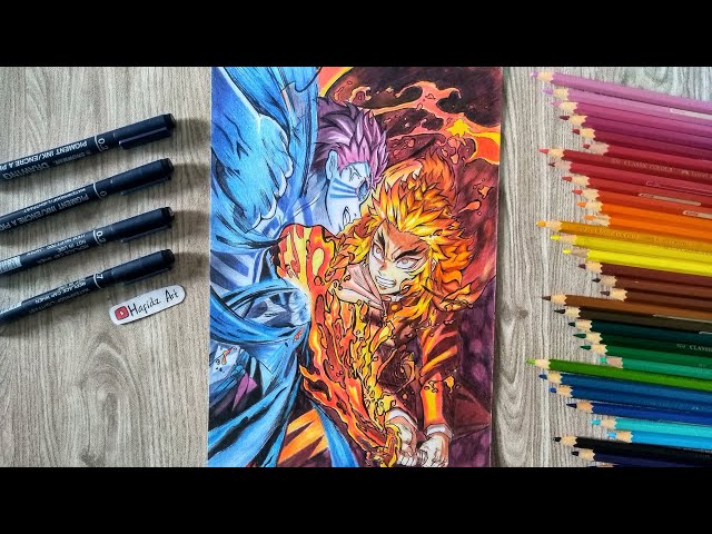 How to draw Rengoku vs Akaza (THE MOVIE) Demon Slayer complete step by step  2 