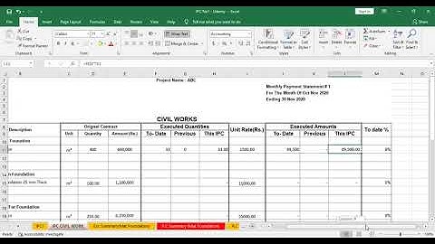 Building Quantity Through Excel VIDEO 68 .  Interim Payment  Part 4.