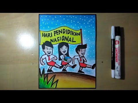 Menggambar poster hari pendidikan nasional