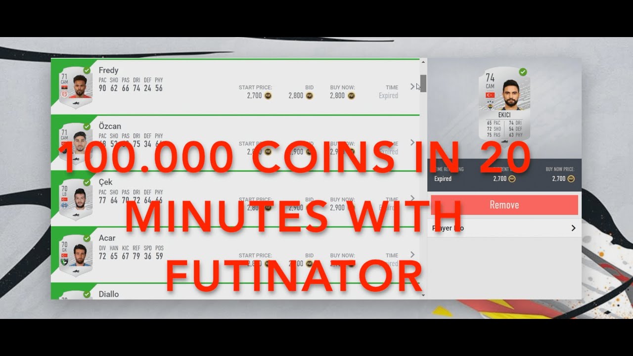 Futinator + for Fifa 20 FUT  Hands-free sniping (automated version) 