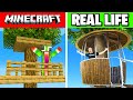 Surviving Overnight in Real Minecraft Treehouse