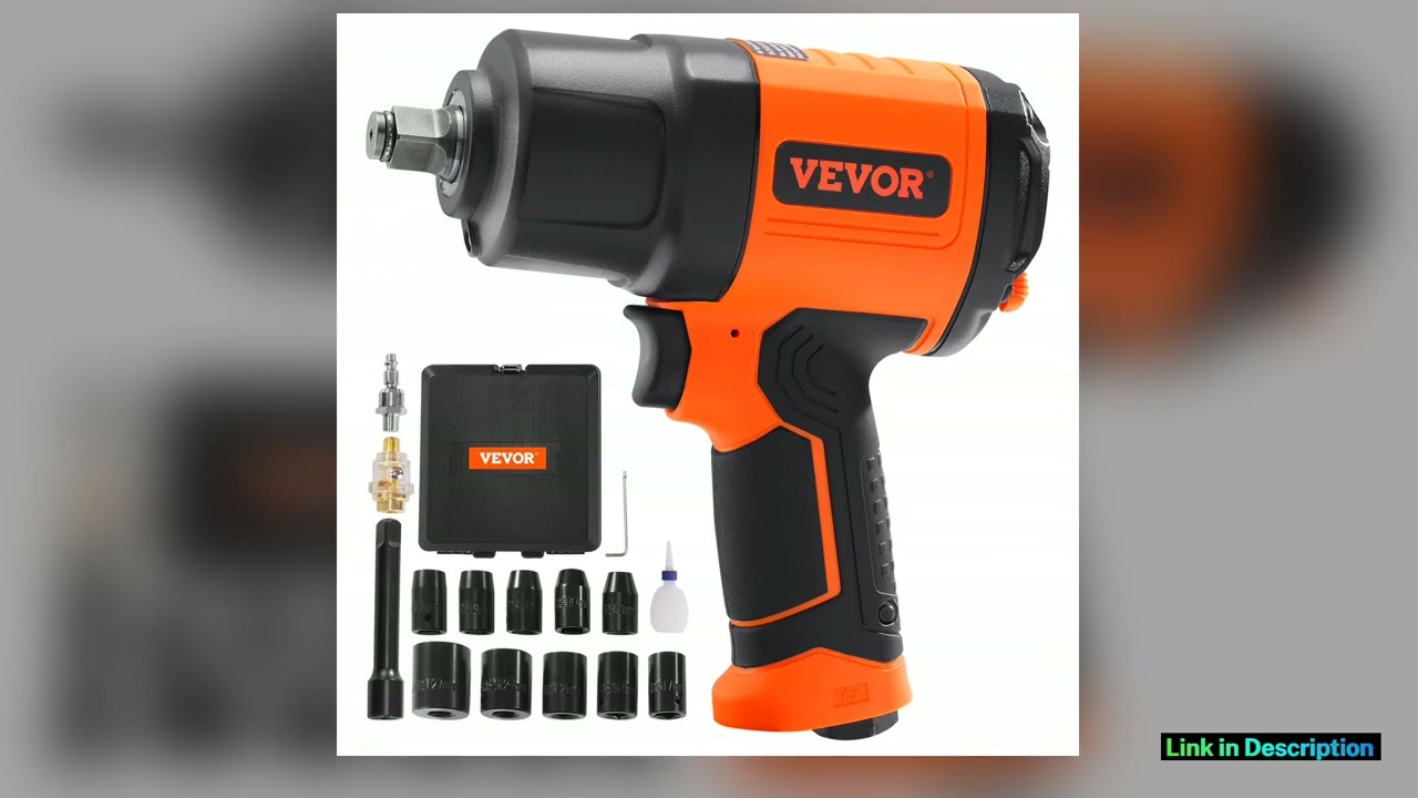 SucceBuy Lightweight 46 lb Design Pneumatic Impact Gun with 11PCS 12Inch DriveCRVSteel Impact