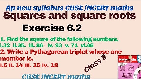8th class squares and square roots Exercise 6.2 |Square of the following|write Pythagorean triplet|