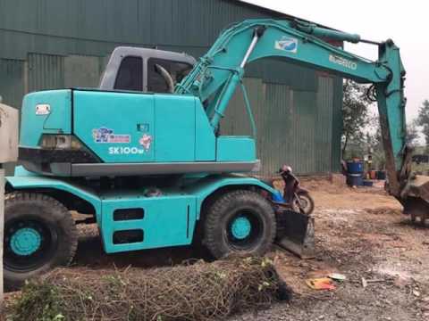 Video Bán máy xúc đào bánh lốp Kobelco SK100-2 đẹp - youtube