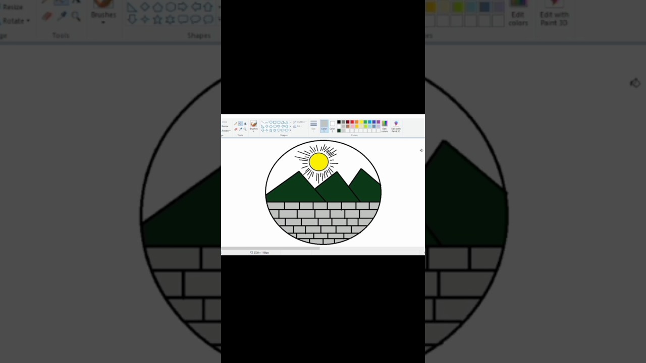 How to draw Circle Scenery Drawing in Ms paint  Easily. 