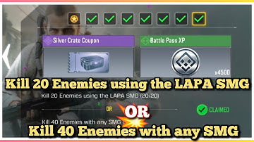 Call Of Duty Mobile Kill 20 Enemies using the LAPA SMG Task Complete