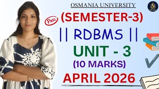 RDBMS | UNIT-3 EXPLAINATION | OSMANIA UNIVERSITY | SEM-3 | BACKLOG | ‎⁨@shivanipallela⁩  