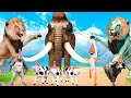 Giant lion vs mammoth elephant gorilla fight lion attack cow cartoon buffalo saved by woolly mammoth