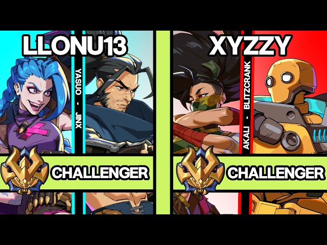 2XKO ▱ LLONU13 (Yasuo-Jinx) vs XYZZY (Akali-Blitzcrank) ▱ 2XKO