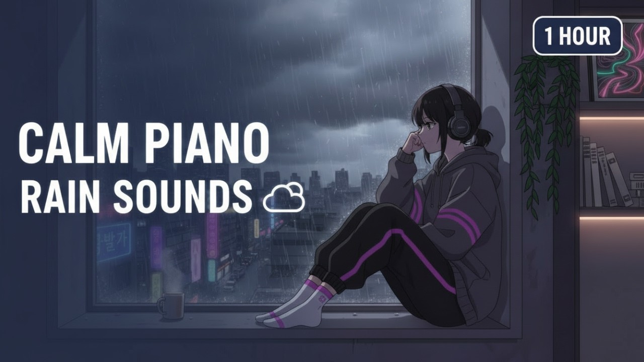 1 Hour Calm Lofi Piano Beats ☁️ Deep Focus Study Music with Rain Sounds ...