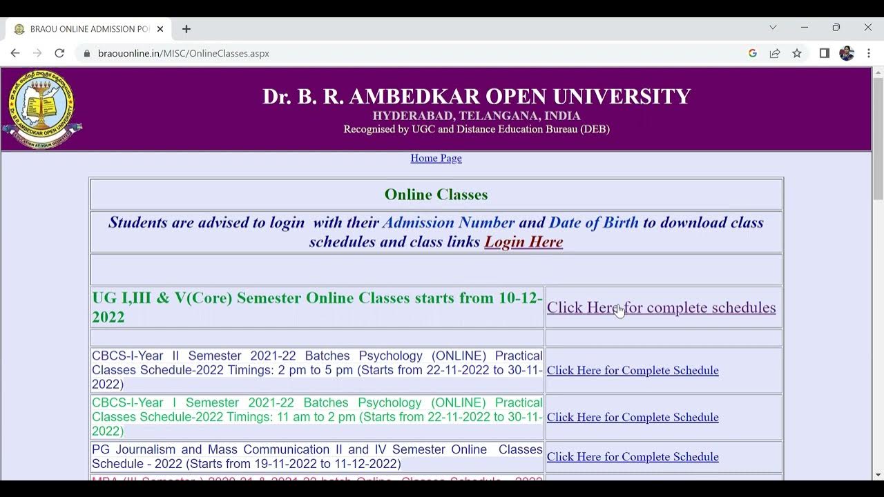 UG I, III & V Semester online classes schedule / How to login for