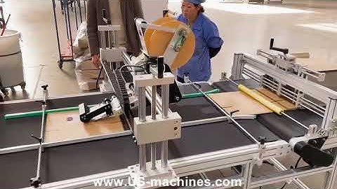 Box carton box case paging feeding top side labeling machine testing video