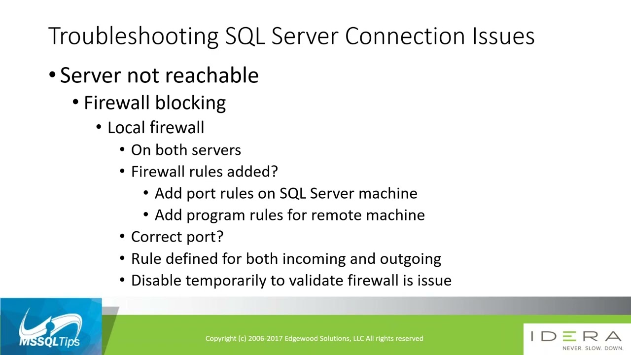 Troubleshooting SQL Server Connection Issues 1